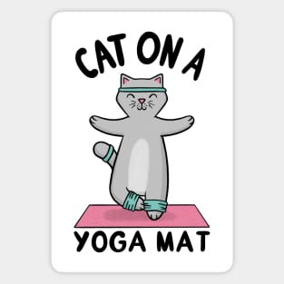 Cat on a Yoga Mat Magnet